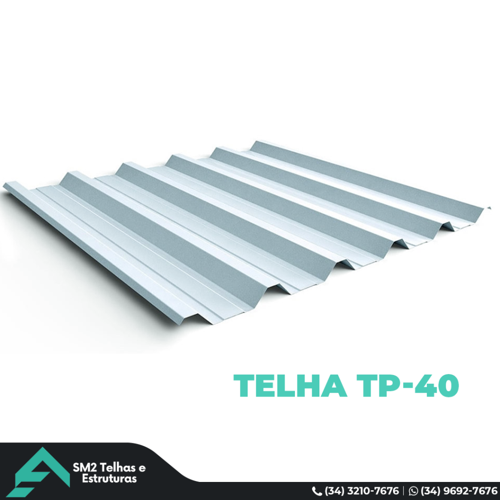 Telha Trapezoidal TP-40. A Telha Trapezoidal TP-40 é a aliada perfeita para conferir segurança e resistência às coberturas, fachadas e fechamentos laterais da sua obra. Fabricada com aço galvalume, essa telha se destaca por suas características únicas. ▪ A TP-40 oferece uma resistência estrutural incomparável, proporcionando segurança e durabilidade ao longo do tempo. ▪ O design trapezoidal da TP-40 facilita a instalação, garantindo uma execução descomplicada e eficiente. ▪ A capacidade de escoamento de água da TP-40 é excepcional, evitando transtornos causados por acúmulo de água. Escolha a Telha Trapezoidal TP-40 e tenha a certeza de um resultado excepcional para o seu projeto. Consulte-nos para mais informações e solicite um orçamento personalizado!