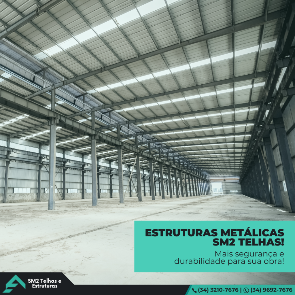 Estrutura metálica. Mais segurança e durabilidade para sua obra! As estruturas metálicas da SM2 são produzidas sob medida e com tratamento anticorrosivo, garantindo resistência contra ferrugem e ação do tempo.