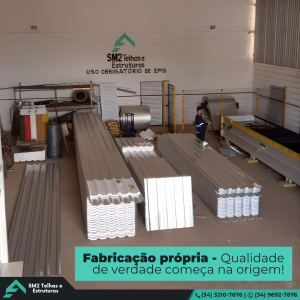 Fabricação propria. A SM2 fabrica suas próprias telhas, garantindo alto padrão, resistência e entregas ágeis — tudo com controle total em cada etapa do processo.